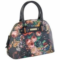 Best Sale 🥰 Adrienne-Vittadini 👜 Handbags & Wallets Adrienne Vittadini Sofia Dome Satchel - Black Floral ⭐