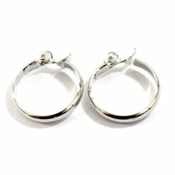 Outlet 🛒 Adrienne-Vittadini Jewelry & ⌚ Watches Adrienne Vittadini Silver Polished Clip On Hoop Earrings 🛒