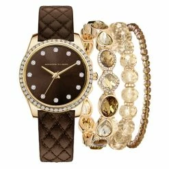 Cheapest 👏 Adrienne-Vittadini Jewelry & ⌚ Watches Adrienne Vittadini Analog ⌚ Watch & Bracelet Set - A1287G-42-S16 🤩