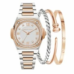Outlet 🎁 Adrienne-Vittadini Jewelry & ⌚ Watches Adrienne Vittadini Analog ⌚ Watch & Bracelet Set - A12905-42-E35 🎉