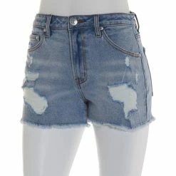 Deals 💯 Almost-Famous Clothing Juniors Almost Famous™ Hi Rise Frayed And Distressed Mom Shorts ✨
