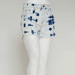 Deals ❤️ Almost-Famous Clothing Juniors Almost Famous™ High Rise Tie Dye Distressed Denim Shorts 🔥