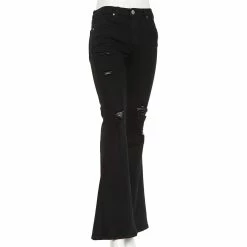 Promo ❤️ Almost-Famous Clothing Juniors Almost Famous™ High Rise Distressed Flared 👖 Jeans 😍