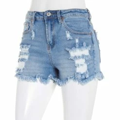 Cheapest 😉 Almost-Famous Clothing Juniors Almost Famous™ Super High Rise Destructed Fray Hem Shorts 😍