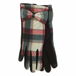 Deals 💯 Adrienne-Vittadini Accessories 👩 Womens Adrienne Vittadini Plaid Bow Touchscreen Gloves 🤩