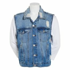 Best Pirce 🎉 Almost-Famous Clothing Juniors Almost Famous™ Destructed Denim Vest 🎁