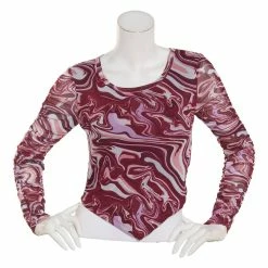 Wholesale 🎉 Almost-Famous Clothing Juniors Almost Famous™ Long Sleeve Marbled Hanky Hem Ruched Top ✨