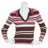 Best deal 🔔 Almost-Famous Clothing Juniors Almost Famous™ Stripe Johnny Collar Sweater - Cappuccino 🥰