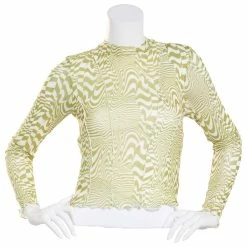 Hot Sale ✨ Almost-Famous Clothing Juniors Almost Famous™ Long Sleeve Mesh Mock Neck Top - Avocado ⌛