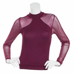 Best Sale 🔔 Almost-Famous Clothing Juniors Almost Famous™ Solid Rib And Mesh Mock Neck Blouse 🤩