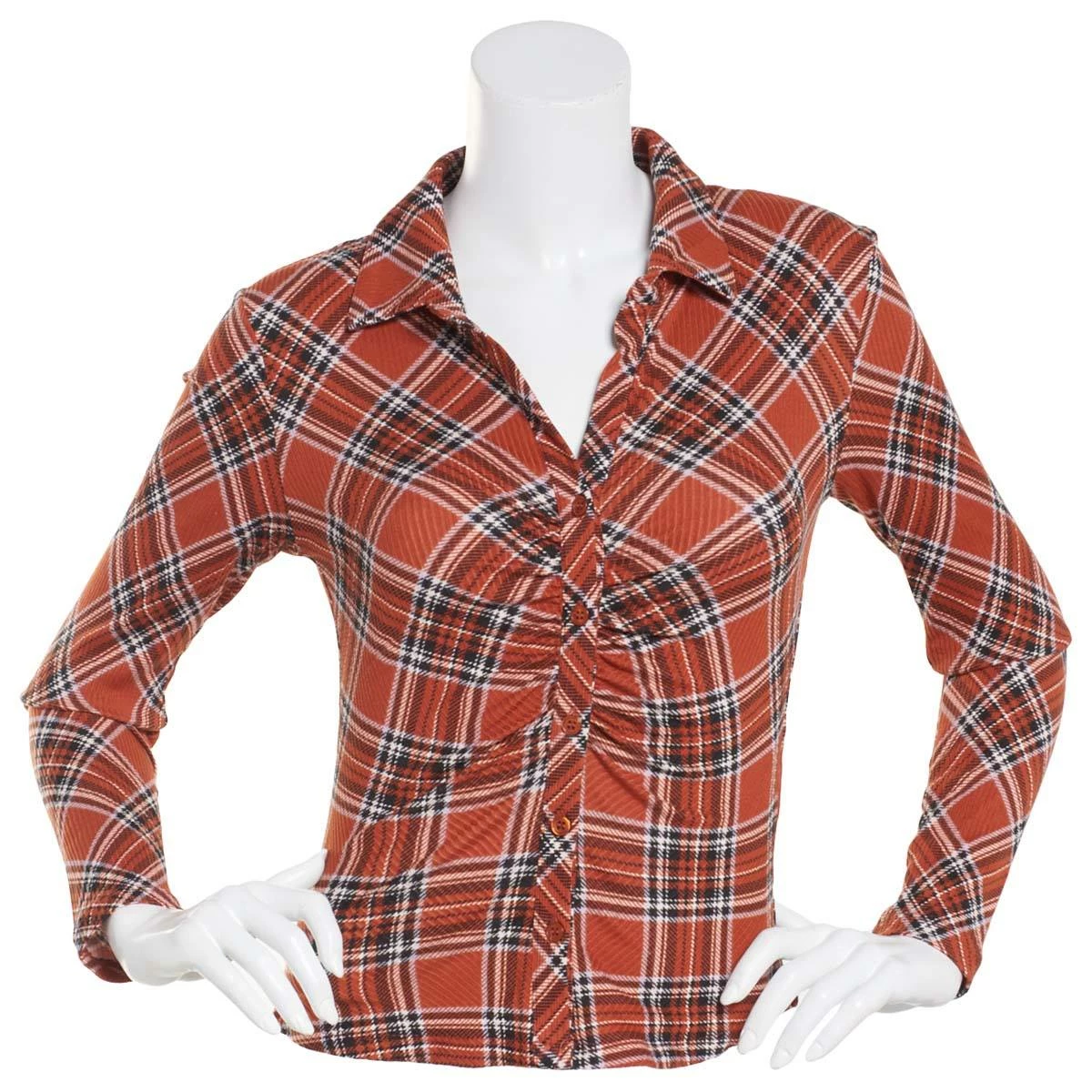 Deals 😍 Almost-Famous Clothing Juniors Almost Famous™ Brushed Rib Plaid 👚 Shirttail Top - Cinnamon 🌟 3 Deals 😍 Almost-Famous Clothing Juniors Almost Famous™ Brushed Rib Plaid 👚 Shirttail Top - Cinnamon 🌟