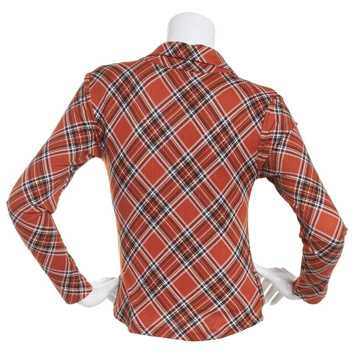 Deals 😍 Almost-Famous Clothing Juniors Almost Famous™ Brushed Rib Plaid 👚 Shirttail Top - Cinnamon 🌟 4 Deals 😍 Almost-Famous Clothing Juniors Almost Famous™ Brushed Rib Plaid 👚 Shirttail Top - Cinnamon 🌟 - Image 2