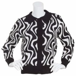 Best Sale 😉 Almost-Famous Clothing Juniors Almost Famous™ Jacquard Geo Wave Crop Cardigan ⭐