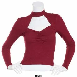 New 🎉 Almost-Famous Clothing Juniors Almost Famous™ Mock Neck Cut Out Front Bust Ruched Blouse ✔️ -Adrienne Vittadini Shop unnamed file 566