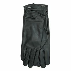 New 😉 Adrienne-Vittadini Accessories 👩 Womens Adrienne Vittadini Solid Ruched Leather Gloves 🎁