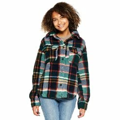 Wholesale 🌟 Almost-Famous Clothing Juniors Almost Famous™ Hunter Single Side Sherpa Shacket 🎁