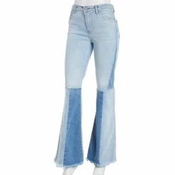 Deals ❤️ Almost-Famous Clothing Juniors Almost Famous Hi Rise Denim Wash Block Flare 👖 Jeans 🎁