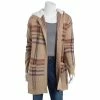 Best Sale 💯 Almost-Famous Clothing Juniors Almost Famous™ Plaid Sherpa Lined Hood Cardigan-Sesame 🎉