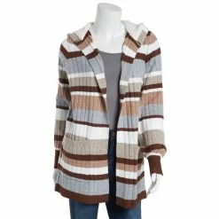 Coupon 🤩 Almost-Famous Clothing Juniors Almost Famous™ Stripe Sherpa Lined Cardigan - Cappuccino ⌛