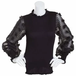 Cheap 💯 Almost-Famous Clothing Juniors Almost Famous™ 3D Flower Illusion Sleeve Mock Sweater 💯