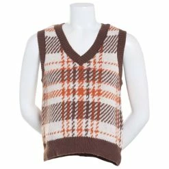 Budget ⌛ Almost-Famous Clothing Juniors Almost Famous™ V-Neck Pattern Sweater Vest - Brown 👏