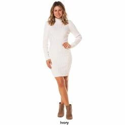 Hot Sale ⌛ Almost-Famous Clothing Juniors Almost Famous™ Cable Rib Mock Neck Mini Sweater 👗 Dress ❤️ -Adrienne Vittadini Shop unnamed file 681