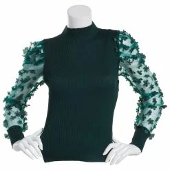 Best Sale 😉 Almost-Famous Clothing Juniors Almost Famous™ Rib 3D Flower Funnel Neck Sweater 🔔