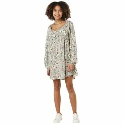 Cheapest ❤️ Almost-Famous Clothing Juniors Almost Famous™ Long Sleeve Floral Challis Babydoll 👗 Dress 🌟