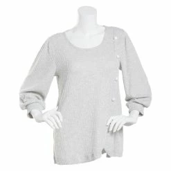 Cheapest 🔥 Adrienne-Vittadini Clothing 👩 Womens Adrienne Vittadini Asymmetrical Pearl Hacci Sweater ⌛