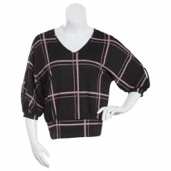 New ✔️ Adrienne-Vittadini Clothing 👩 Womens Adrienne Vittadini 3/4 Sleeve Dolman Slit & Buttons Blouse 🌟